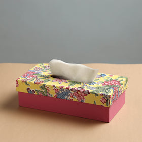 Peach  Sukriti Handmade Block Printed Fabric Tissue Box 