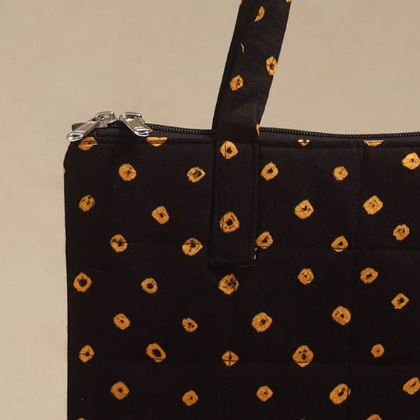 Black - Quilted Fabric Handcrafted Handbag 08