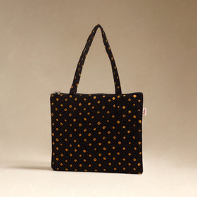 Black - Quilted Fabric Handcrafted Handbag 08