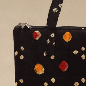 Black - Quilted Fabric Handcrafted Handbag 09