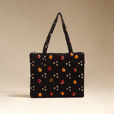 Black - Quilted Fabric Handcrafted Handbag 09