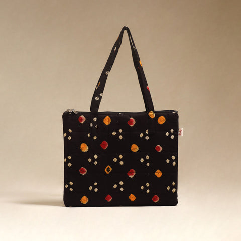 Black - Quilted Fabric Handcrafted Handbag 09