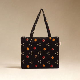 Black - Quilted Fabric Handcrafted Handbag 09
