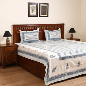 Sanganeri Hand Block Print Cotton Double Bedsheet Set (108 x 90 in) 37
