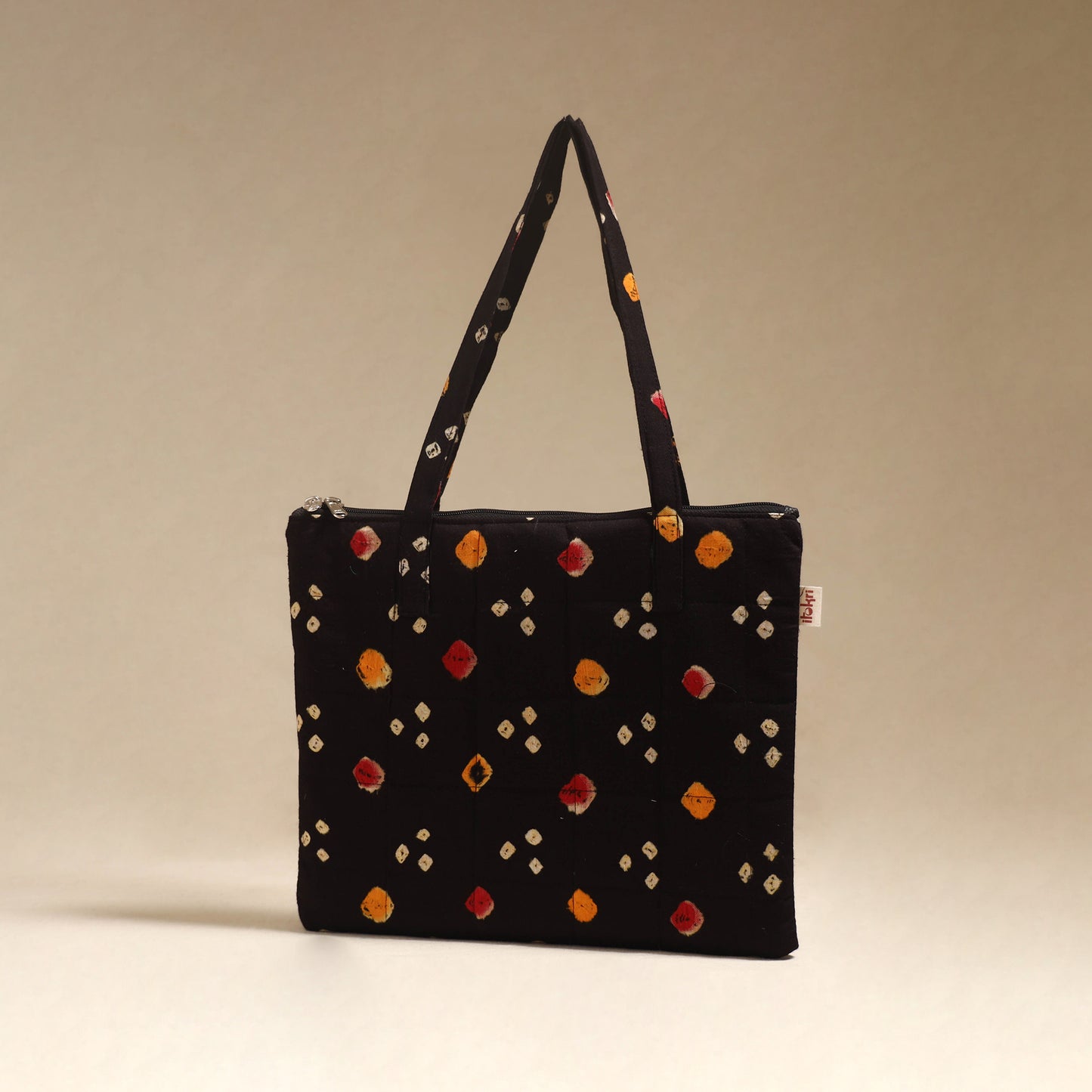 Black - Quilted Fabric Handcrafted Handbag 09