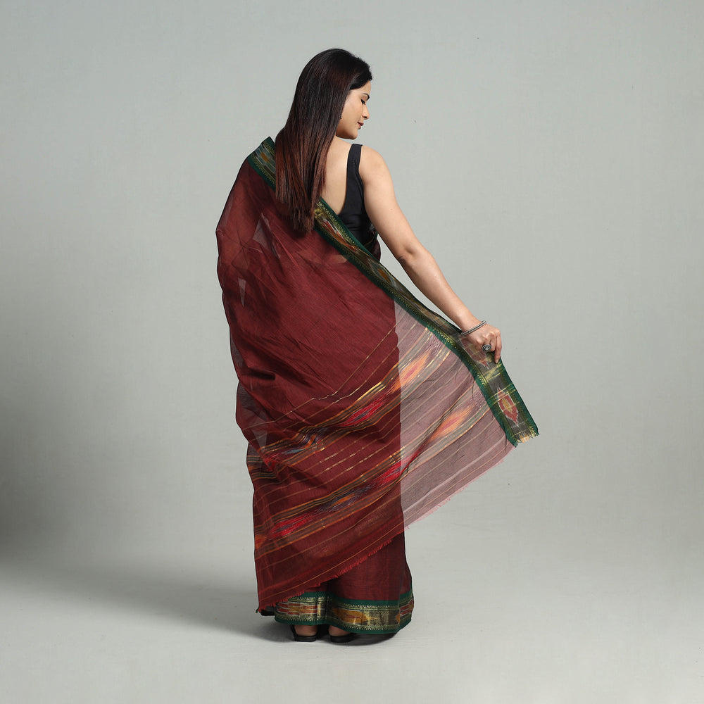 Mercerised Cotton Ikat Zari Border Dharwad Saree 32