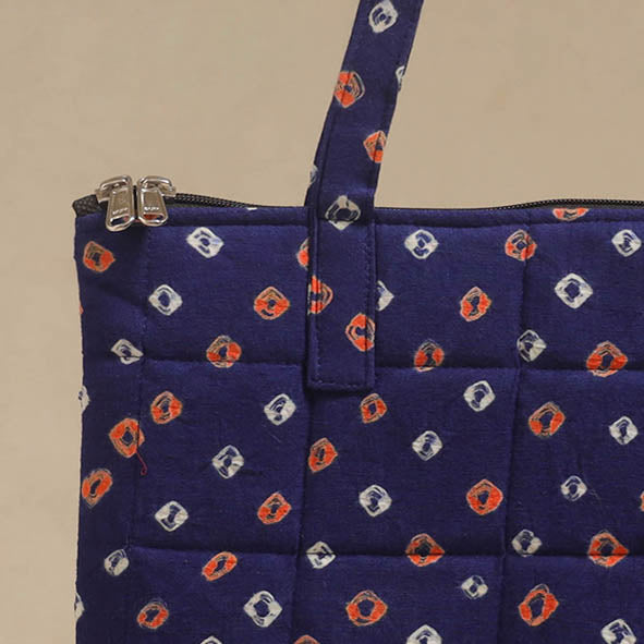 Blue - Quilted Fabric Handcrafted Handbag 11