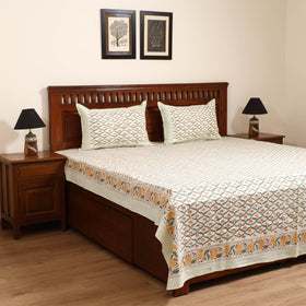 Sanganeri Hand Block Print Cotton Double Bedsheet Set (108 x 90 in) 39
