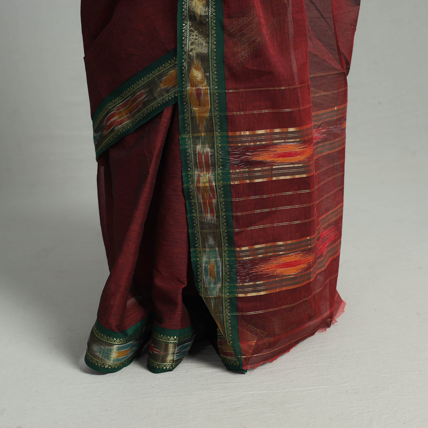 Mercerised Cotton Ikat Zari Border Dharwad Saree 32