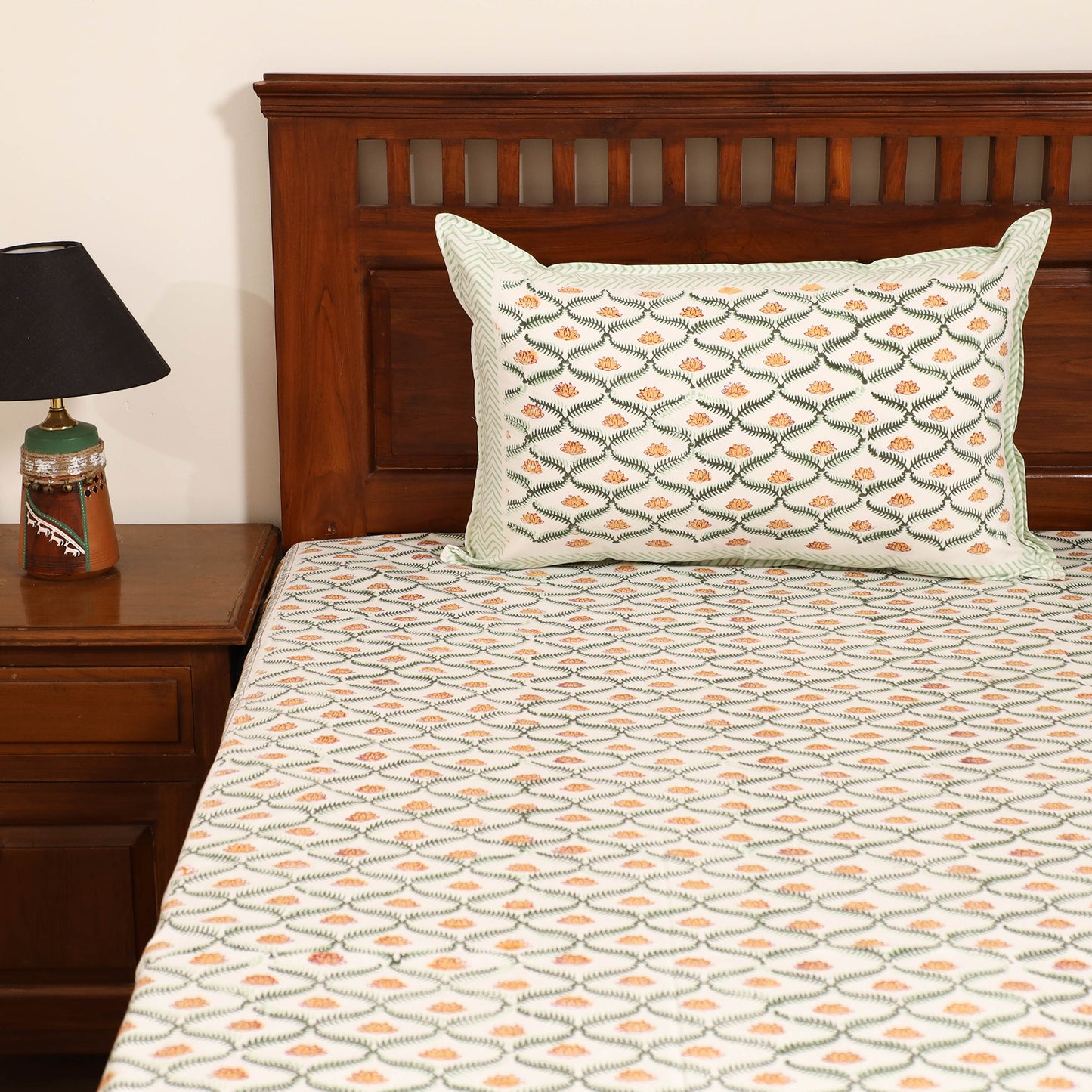 Sanganeri Hand Block Print Cotton Double Bedsheet Set (108 x 90 in) 39