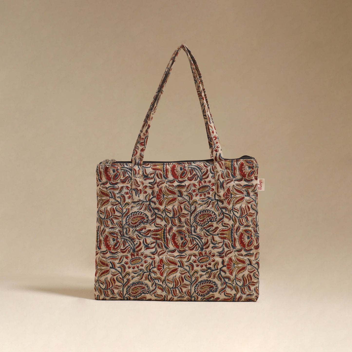 Beige - Quilted Fabric Handcrafted Handbag 12