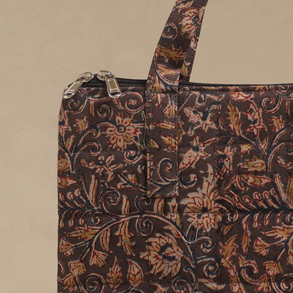 Brown - Quilted Fabric Handcrafted Handbag 13