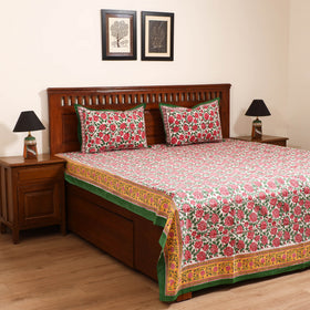 Sanganeri Hand Block Print Cotton Double Bedsheet Set (108 x 90 in) 40