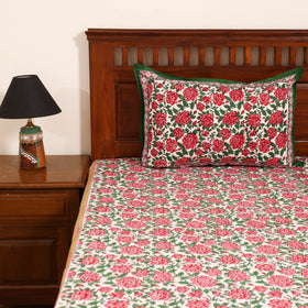 Sanganeri Hand Block Print Cotton Double Bedsheet Set (108 x 90 in) 40