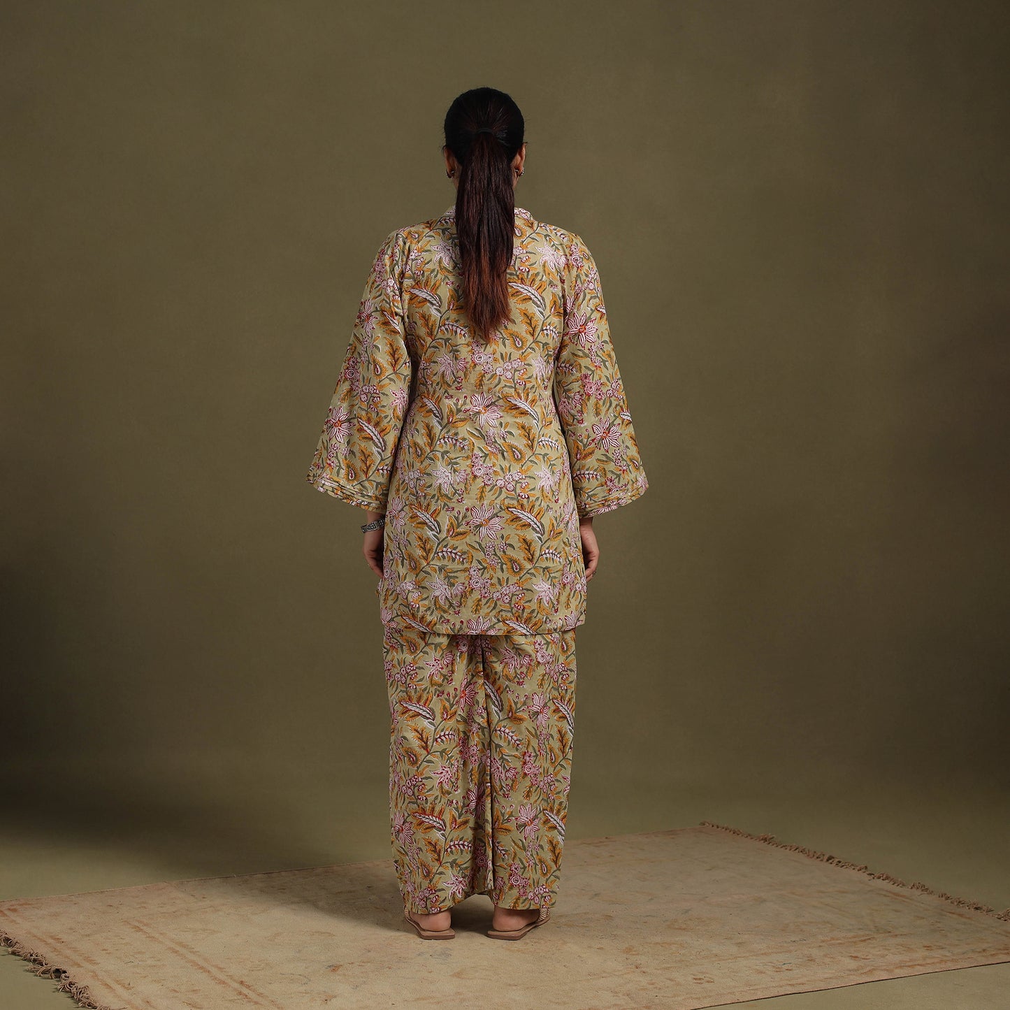 Green Cotton Sanganeri Block Print Co-Ord Set