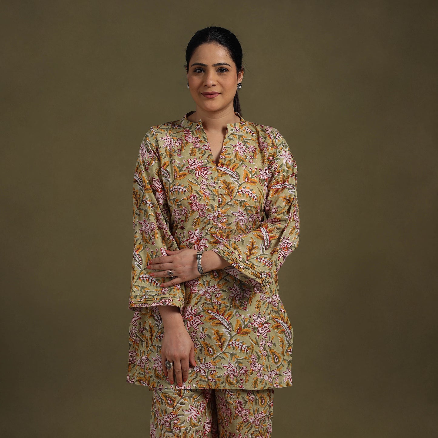 Green Cotton Sanganeri Block Print Co-Ord Set