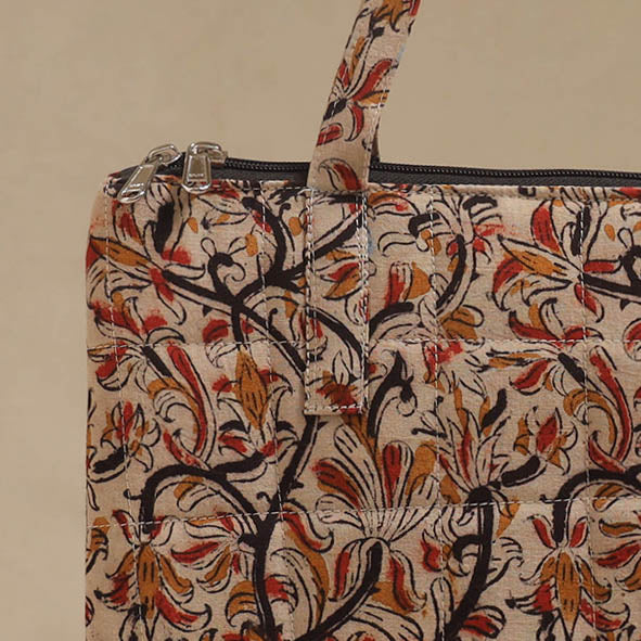 Beige - Quilted Fabric Handcrafted Handbag 15