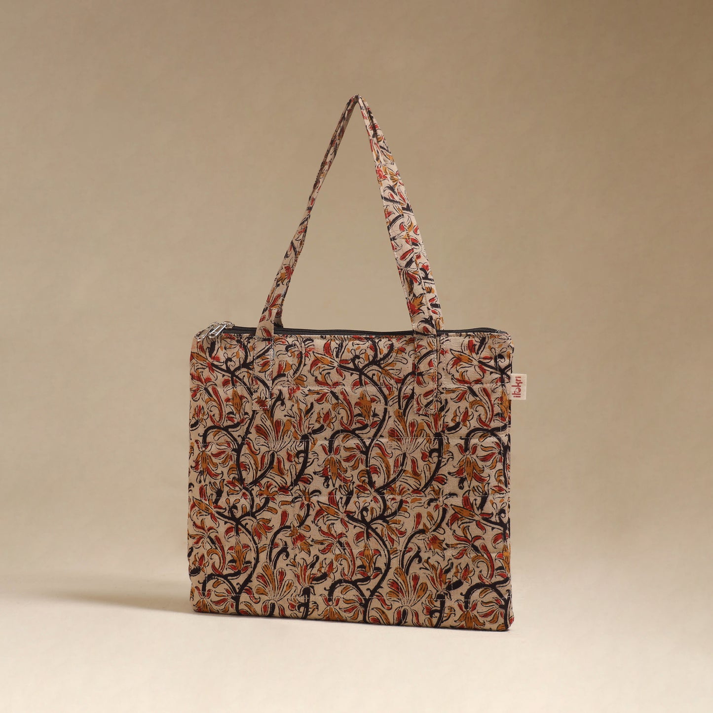 Beige - Quilted Fabric Handcrafted Handbag 15