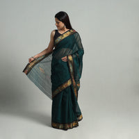 Green - Mercerised Cotton Ikat Zari Border Dharwad Saree 34