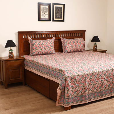 Sanganeri Hand Block Print Cotton Double Bedsheet Set (108 x 90 in) 41