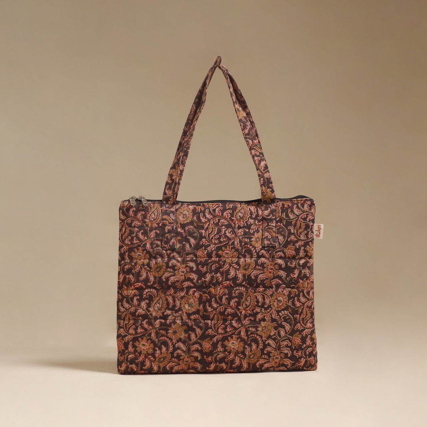 Brown - Quilted Fabric Handcrafted Handbag 16