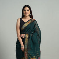 Green - Mercerised Cotton Ikat Zari Border Dharwad Saree 34