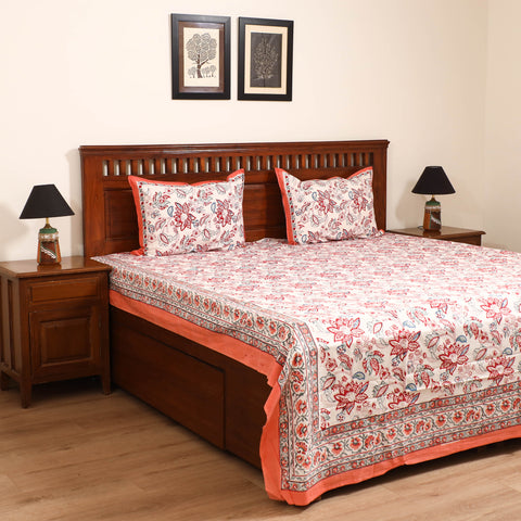 Sanganeri Hand Block Print Cotton Double Bedsheet Set (108 x 90 in) 42