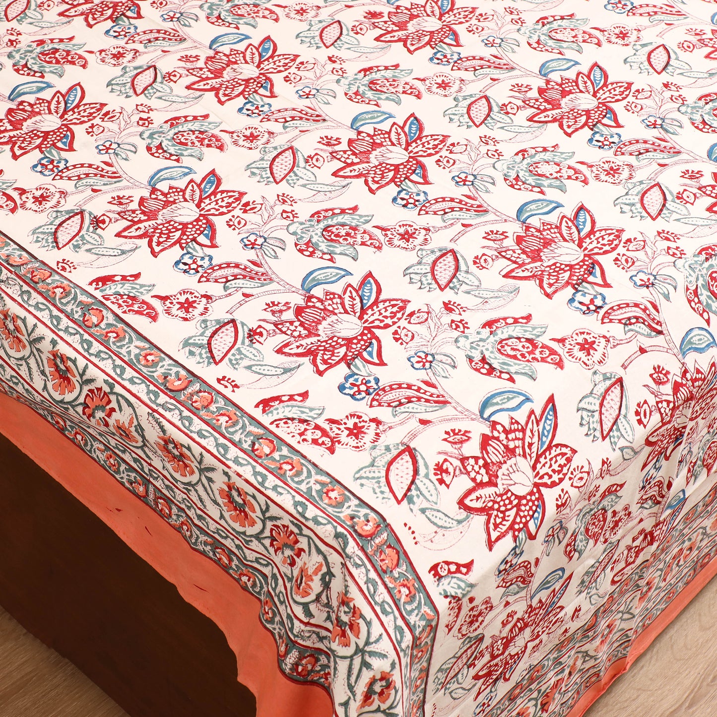 Sanganeri Hand Block Print Cotton Double Bedsheet Set (108 x 90 in) 42