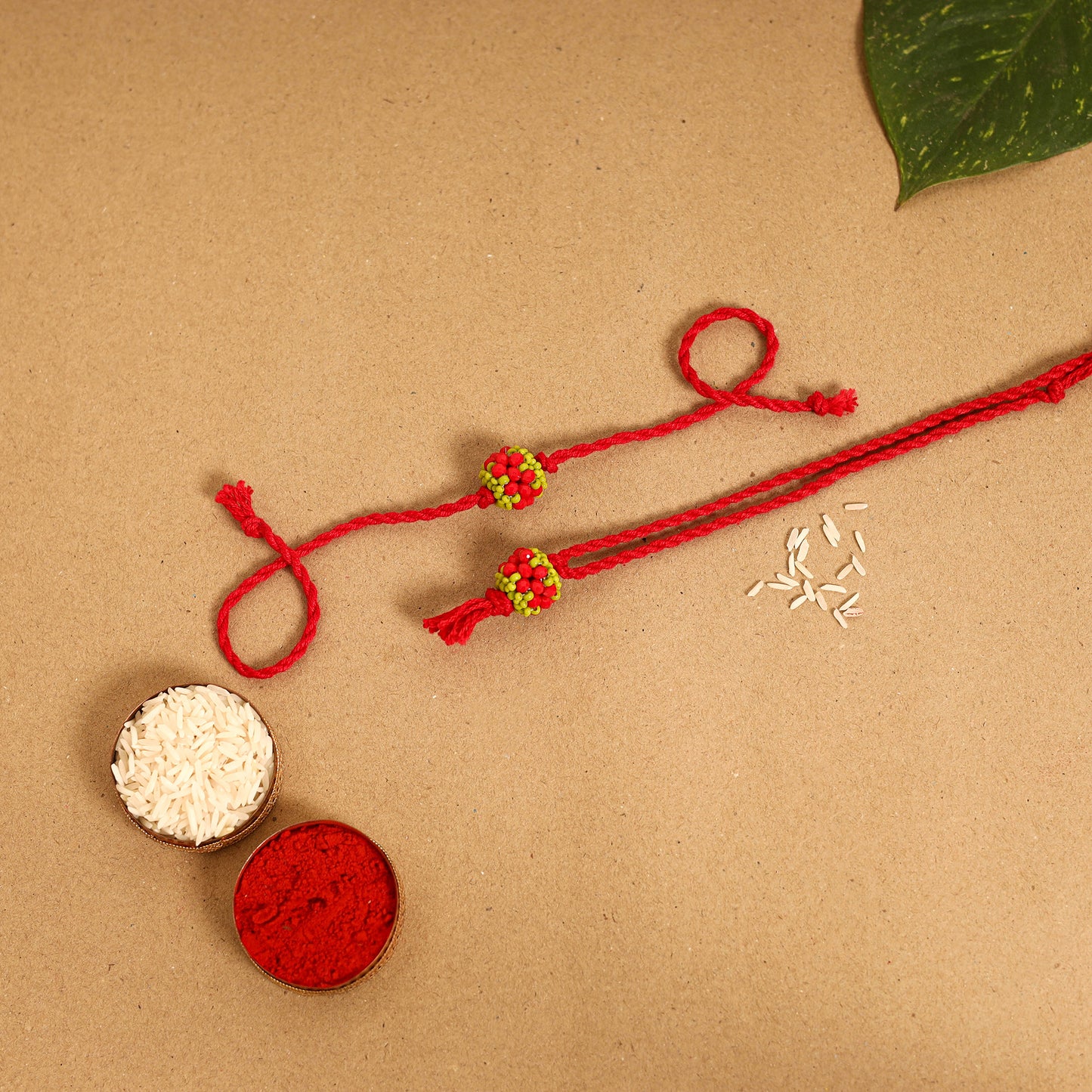 Handmade Beadwork Tutti Frutti Rakhi & Lumba Set