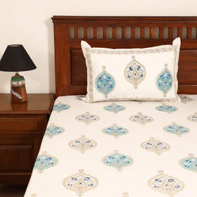 Sanganeri Hand Block Print Cotton Double Bedsheet Set (108 x 90 in) 43