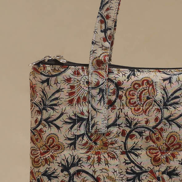 Beige - Quilted Fabric Handcrafted Handbag 23