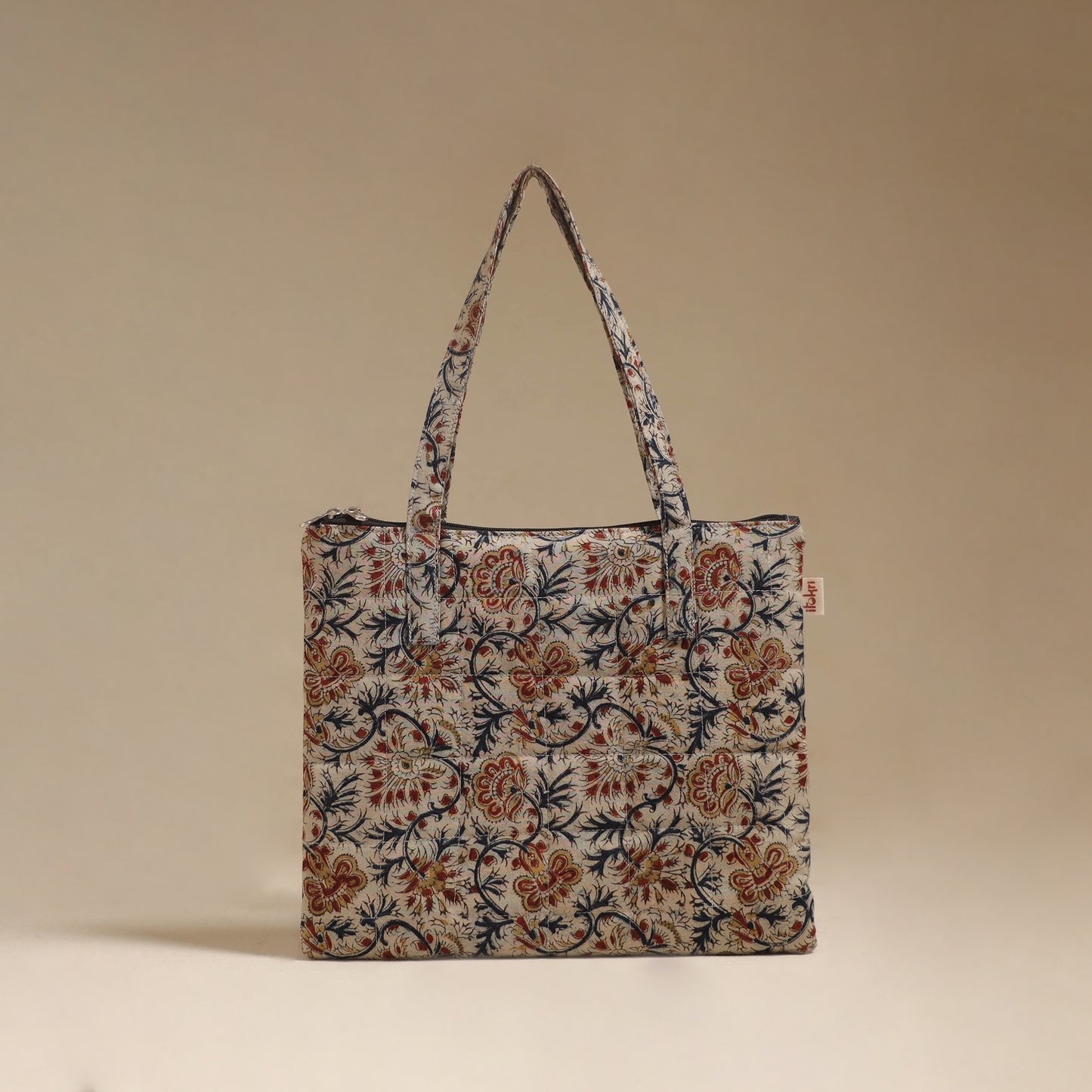Beige - Quilted Fabric Handcrafted Handbag 23