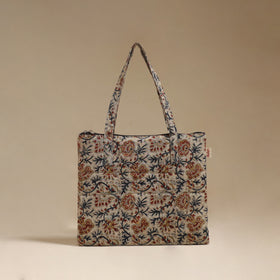 Beige - Quilted Fabric Handcrafted Handbag 23