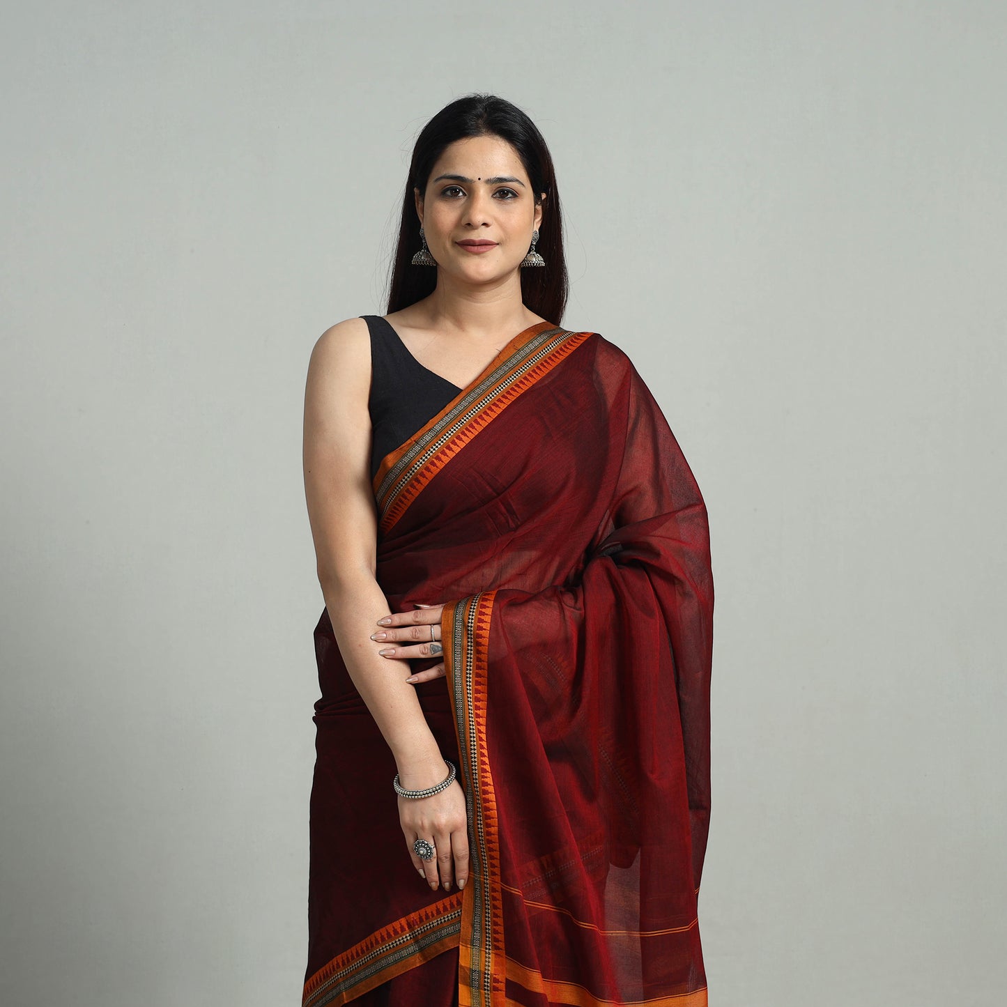 Mercerised Cotton Thread Border Dharwad Saree 36