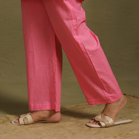 Pink Plain Dyed Cotton Co-Ord Set