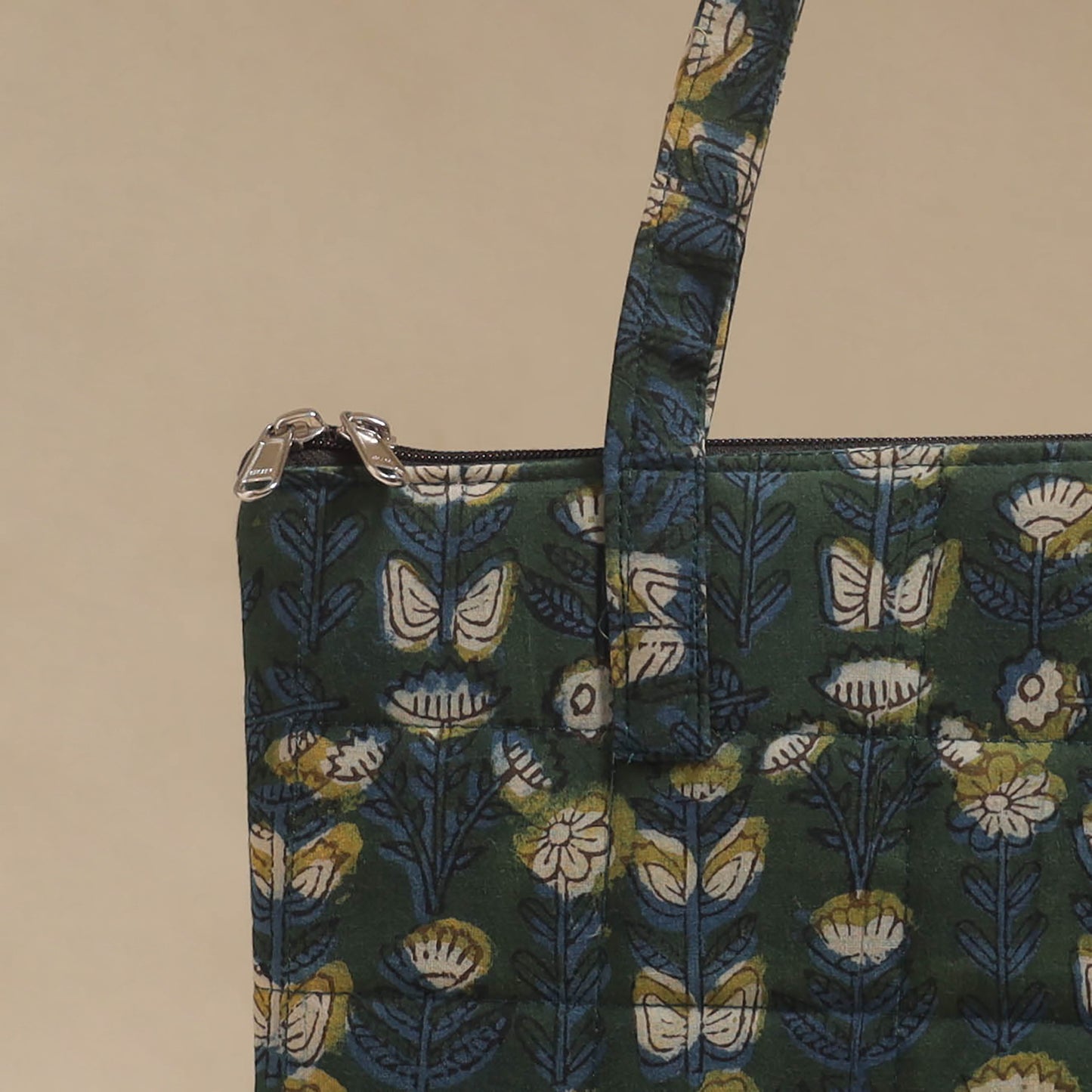 Blue - Quilted Fabric Handcrafted Handbag 25