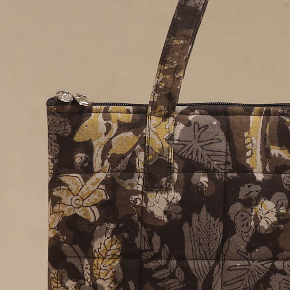 Brown - Quilted Fabric Handcrafted Handbag 26