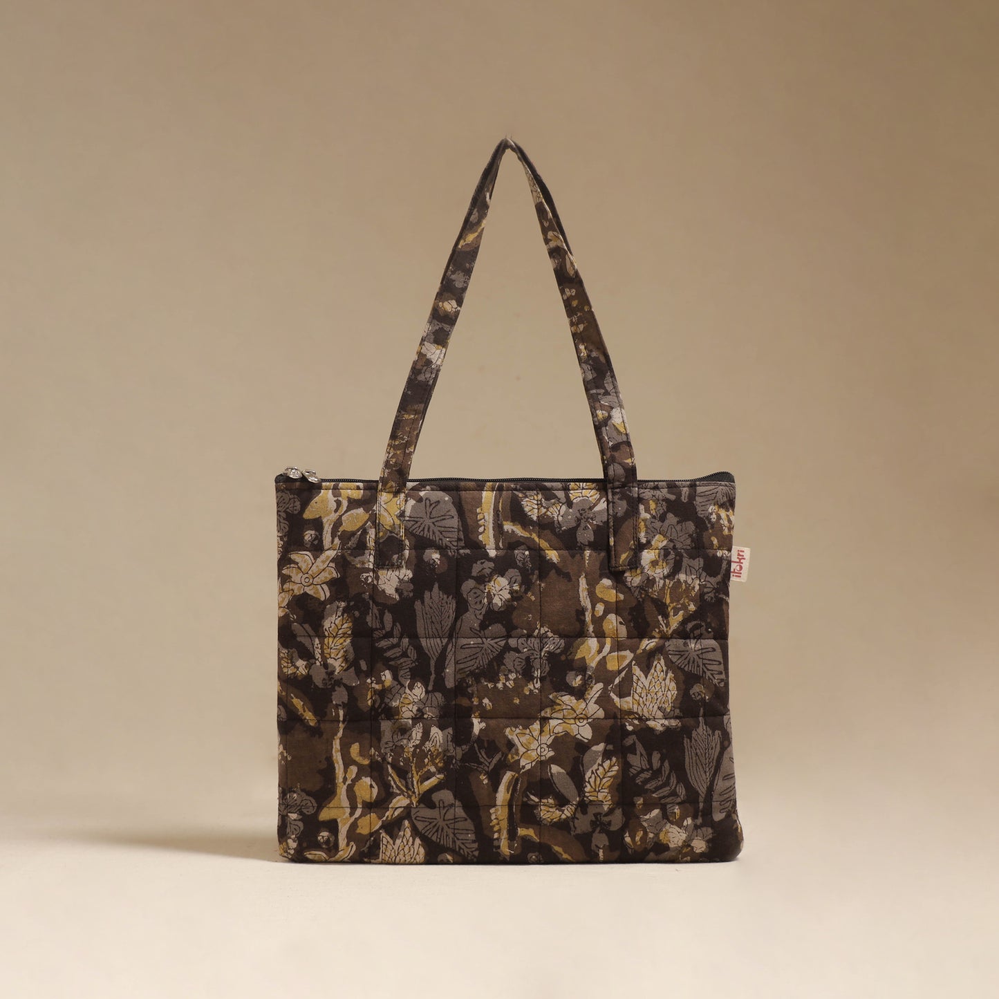 Brown - Quilted Fabric Handcrafted Handbag 26