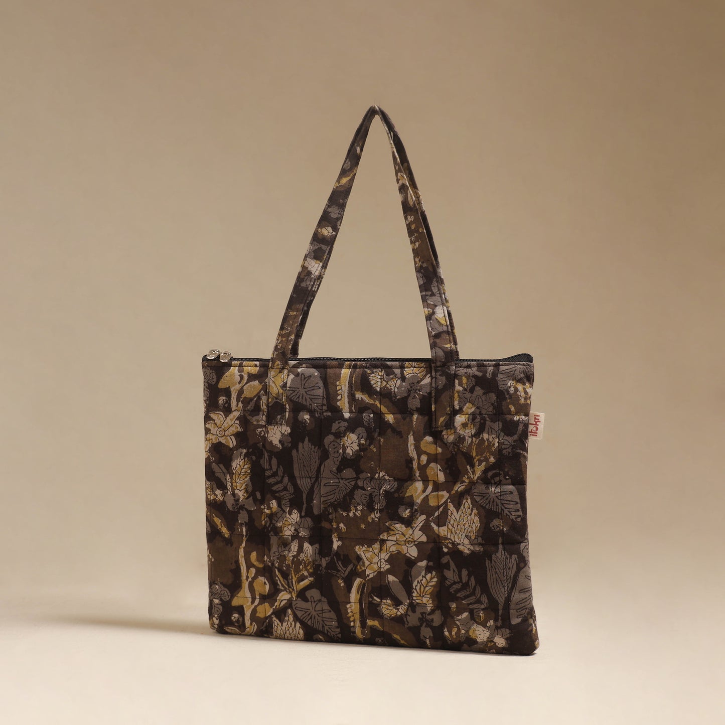 Brown - Quilted Fabric Handcrafted Handbag 26