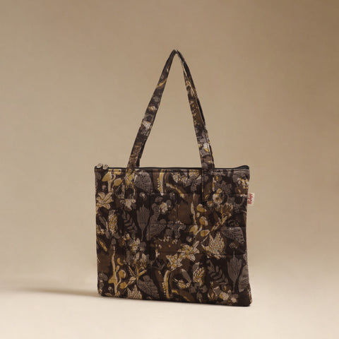 Brown - Quilted Fabric Handcrafted Handbag 26