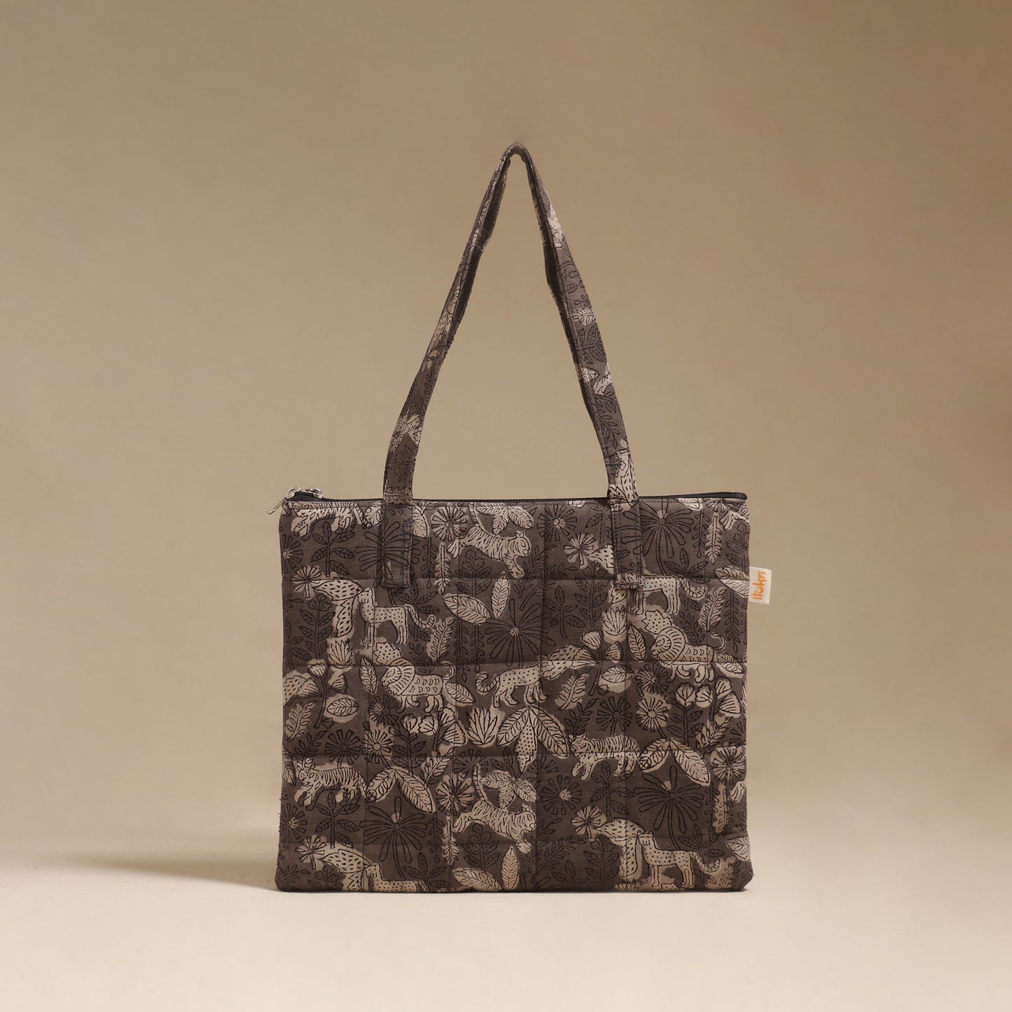 Brown - Quilted Fabric Handcrafted Handbag 27
