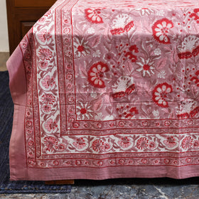 Pink - cotton double sanganeri bed sheet set (108 x 90 in)