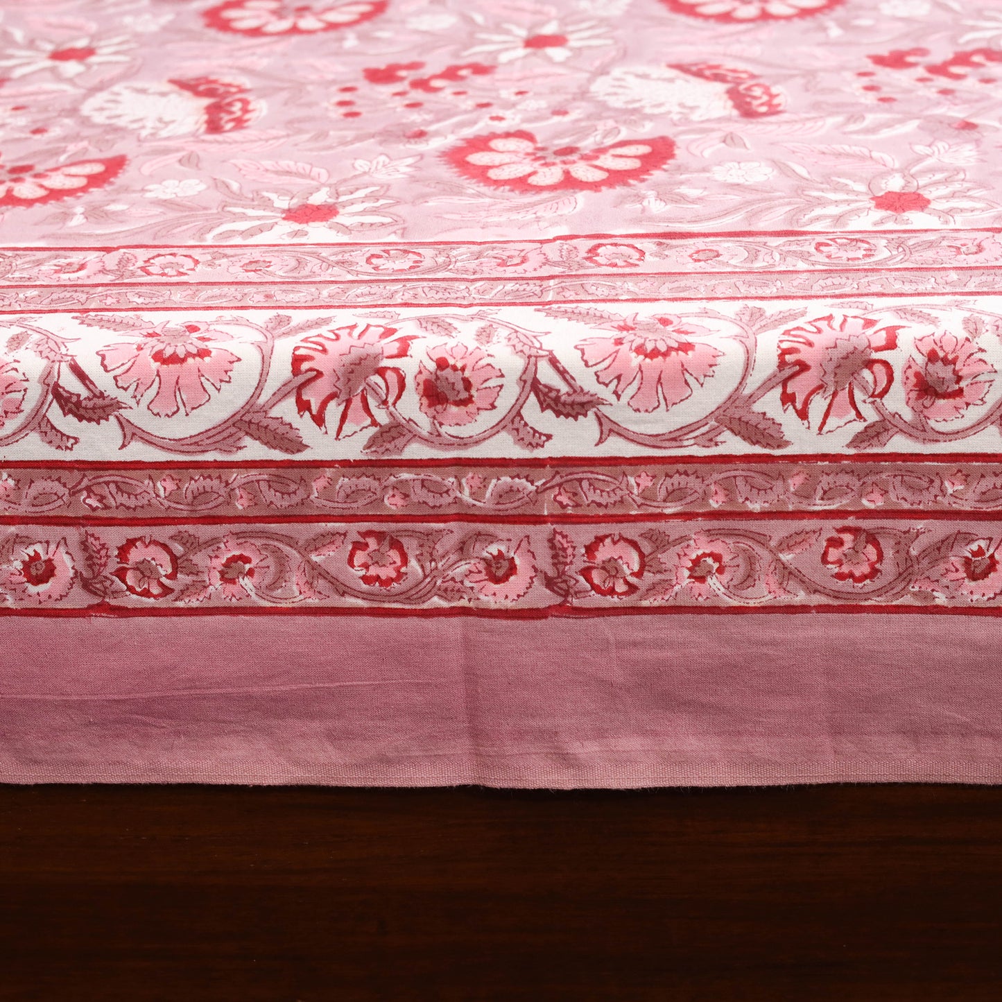 Pink - cotton double sanganeri bed sheet set (108 x 90 in)
