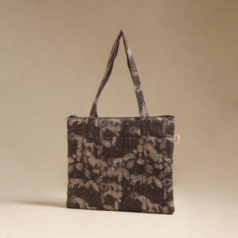 Brown - Quilted Fabric Handcrafted Handbag 27