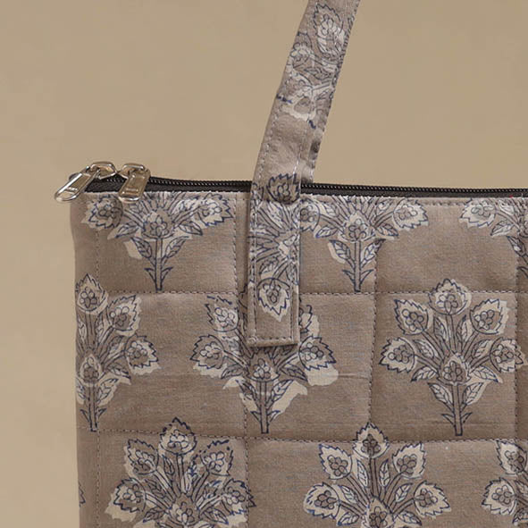 Brown - Quilted Fabric Handcrafted Handbag 28