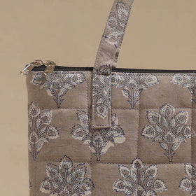Brown - Quilted Fabric Handcrafted Handbag 28