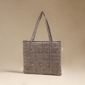 Brown - Quilted Fabric Handcrafted Handbag 28