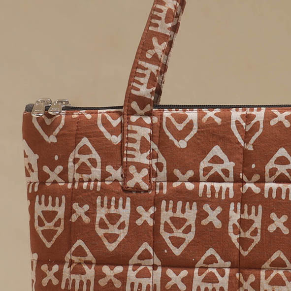 Brown - Quilted Fabric Handcrafted Handbag 29