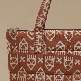 Brown - Quilted Fabric Handcrafted Handbag 29