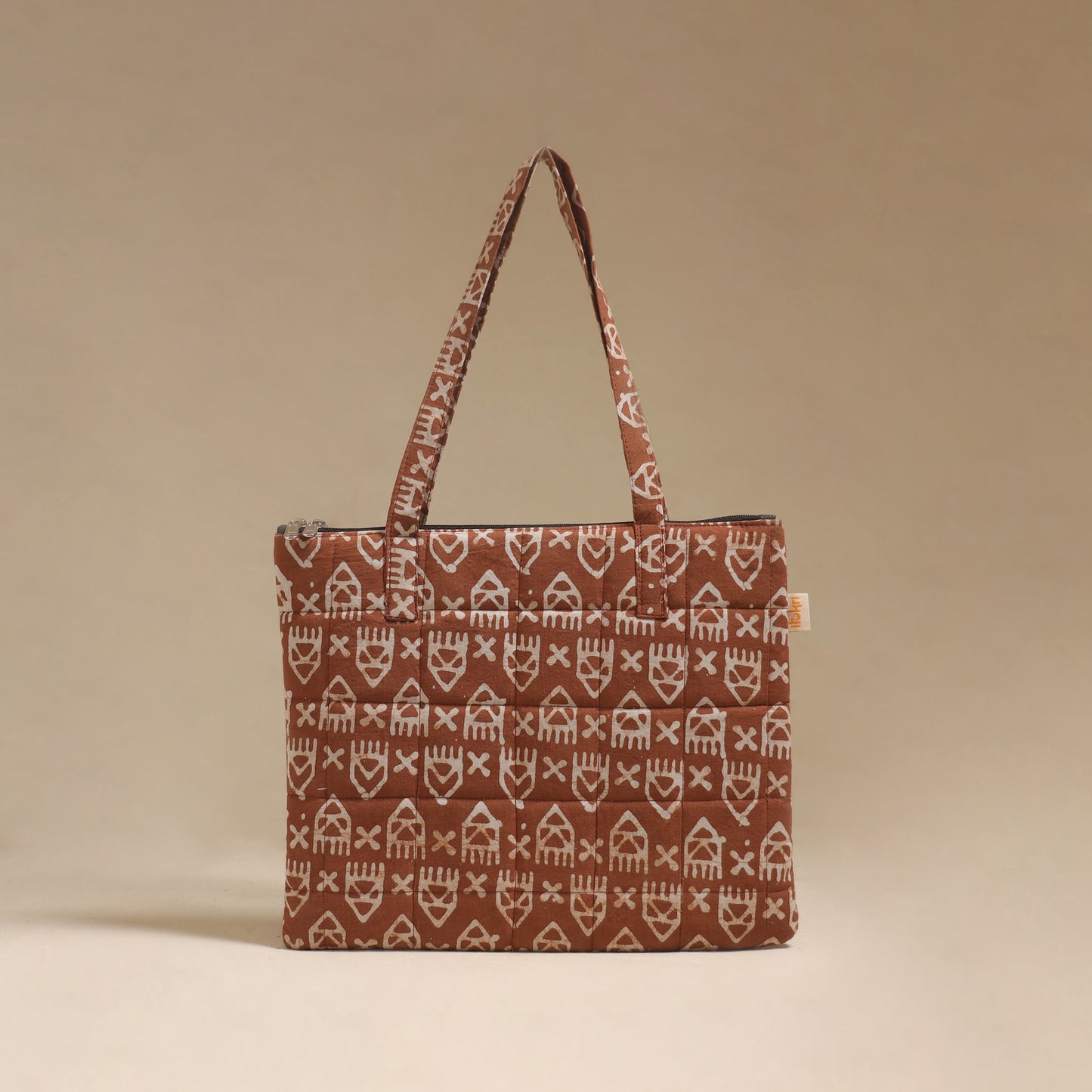 Brown - Quilted Fabric Handcrafted Handbag 29